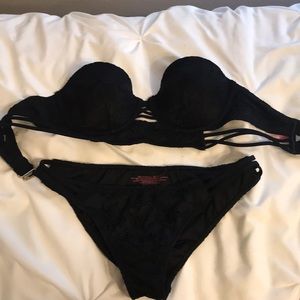 Victoria’s Secret Black Lace Strapless Bikini